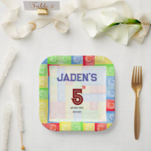 Custom Lego Themed Birthday Party Paper Plates