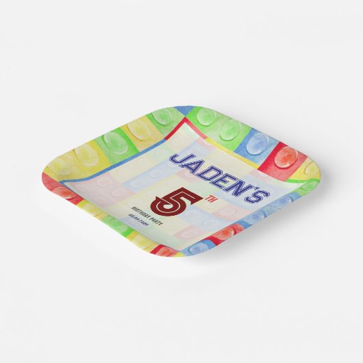 Custom Lego Themed Birthday Party Paper Plates Papieren Bordje (Gebogen)