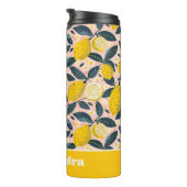 Custom Lemon Pattern Water Bottle with Name Thermosbeker (Geroteerd rechts)