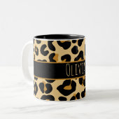 Custom Leopard Classic Modern Print Classic Two- Tweekleurige Koffiemok (Voorkant links)
