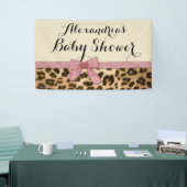 Custom Leopard Roze Bow Meisje Baby shower Spandoek (Beurs)