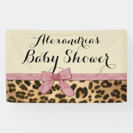 Custom Leopard Roze Bow Meisje Baby shower Spandoek