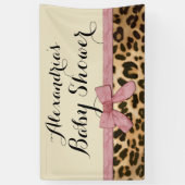 Custom Leopard Roze Bow Meisje Baby shower Spandoek (Verticaal)
