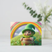 Custom Leprechaun Gnome St. Patrick's Day Shamrock Briefkaart (Staand voorkant)