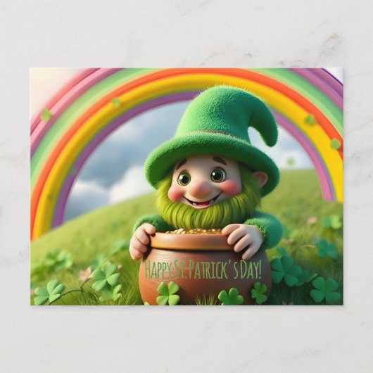 Custom Leprechaun Gnome St. Patrick's Day Shamrock Briefkaart (Voorkant)