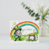 Custom Leprechaun Gnome St. Patrick's Day Shamrock Briefkaart (Staand voorkant)