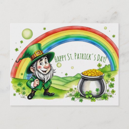 Custom Leprechaun Gnome St. Patrick's Day Shamrock Briefkaart (Voorkant)