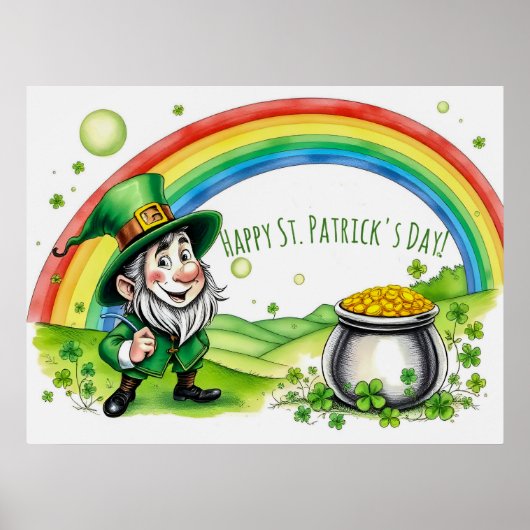 Custom Leprechaun Gnome St. Patrick's Day Shamrock Poster (Voorkant)
