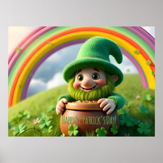 Custom Leprechaun Gnome St. Patrick's Day Shamrock Poster (Voorkant)