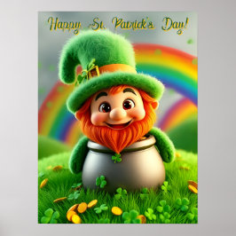 Custom Leprechaun Gnome St. Patrick's Day Shamrock Poster