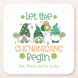 Custom Let the Shenanigans Begin Gnome Party Kartonnen Onderzetters