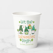 Custom Let the Shenanigans Begin Gnome Party Papieren Bekers (Achterkant)
