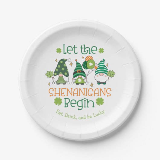 Custom Let the Shenanigans Begin Gnome Party Papieren Bordje (Voorkant)