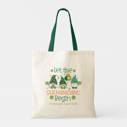 Custom Let the Shenanigans Begin Gnomes Tote Bag (Achterkant)