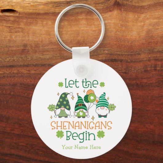 Custom Let the Shenanigans Begin Green Gnomes Sleutelhanger (Achterkant)