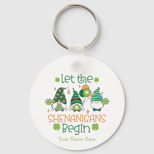 Custom Let the Shenanigans Begin Green Gnomes Sleutelhanger (Achterkant)
