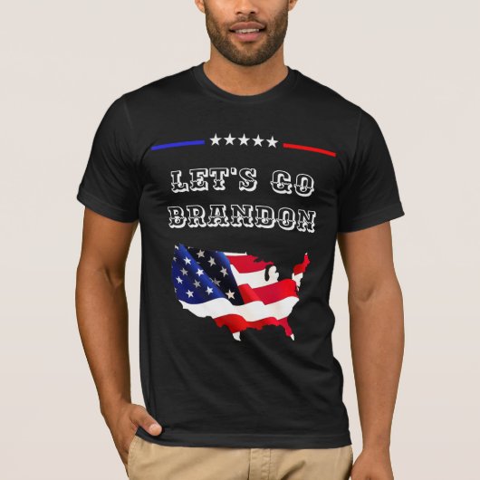 Custom LET'S GO BRANDON Grappige Trump USA vlag T-shirt (Voorkant)