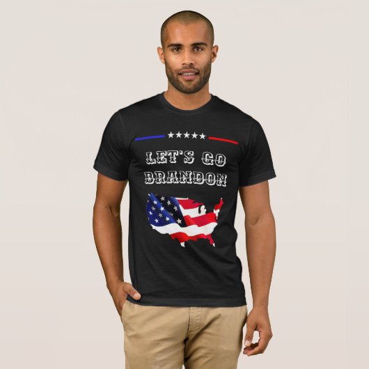 Custom LET'S GO BRANDON Grappige Trump USA vlag T-shirt (Voorkant volledig)