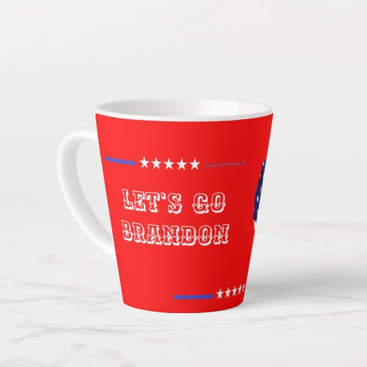 Custom LET'S GO BRANDON Trump 2024 US Flag MAGA Latte Mok (Linkerhoek)