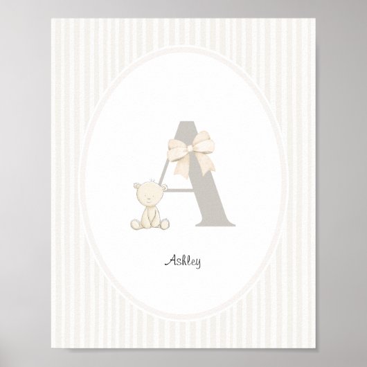Custom Letter A Nursery Wall Art – Baby Name Print (Voorkant)