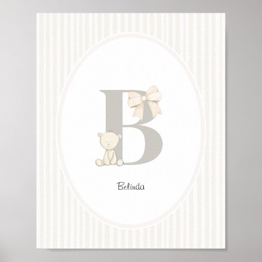Custom Letter B Nursery Wall Art - Baby Name Print (Voorkant)