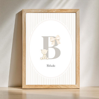Custom Letter B Nursery Wall Art - Baby Name Print