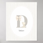 Custom Letter D Nursery Wall Art - Baby Name Print (Voorkant)