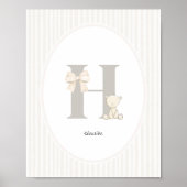 Custom Letter H Nursery Wall Art - Baby Name. Prin Poster (Voorkant)