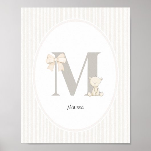 Custom Letter M Nursery Wall Art – Baby Name Print (Voorkant)