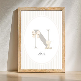 Custom Letter N Nursery Wall Art - Baby Name Print