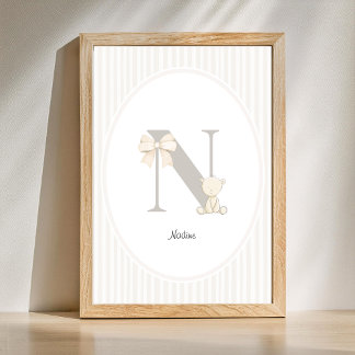 Custom Letter N Nursery Wall Art - Baby Name Print