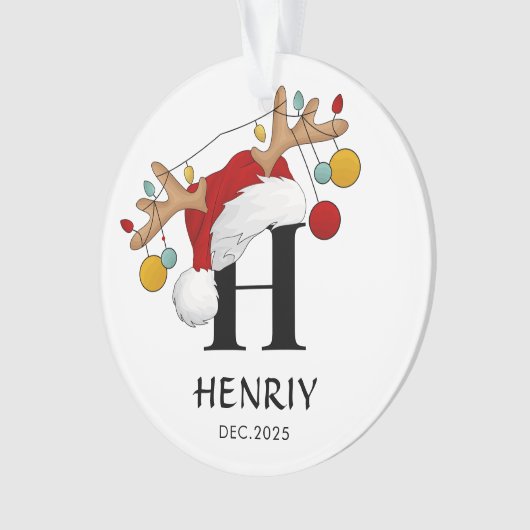Custom Letter Name Christmas gift Ornament (voorkant)