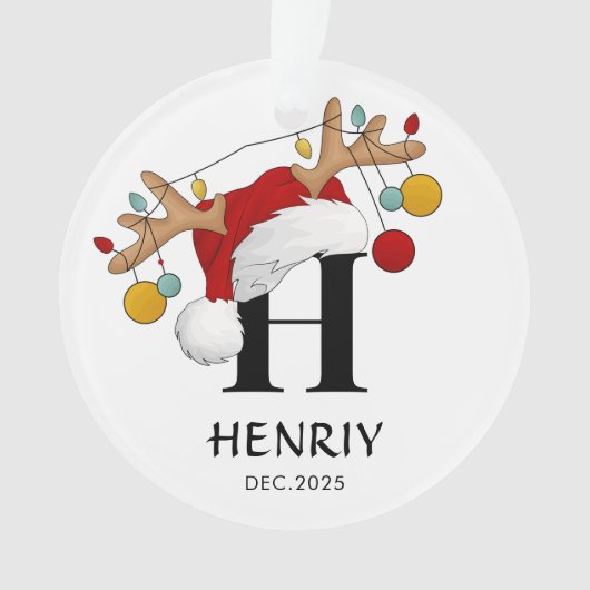Custom Letter Name Christmas gift Ornament (voorkant)