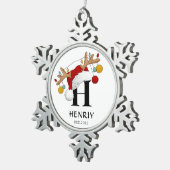 Custom Letter Name Christmas gift Tin Sneeuwvlok Ornament (Rechts)