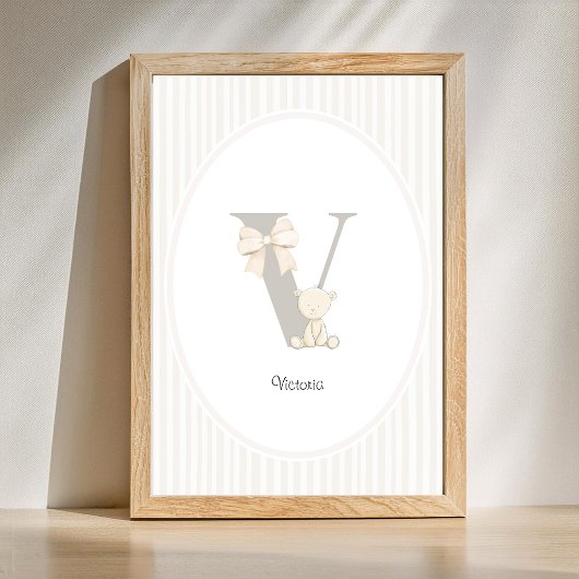 Custom Letter V Nursery Wall Art - Baby Name Print