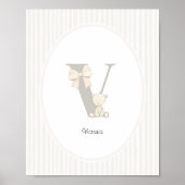 Custom Letter V Nursery Wall Art - Baby Name Print (Voorkant)