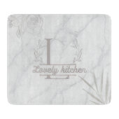 Custom Letter White and Gray Marble Cutting Board Snijplank (Voorkant)