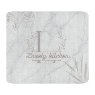 Custom Letter White and Gray Marble Cutting Board Snijplank