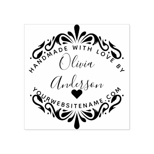 Custom Leuk Hart Ronde Handgemaakt Met Liefde Door Rubberstempel (Afrduk)