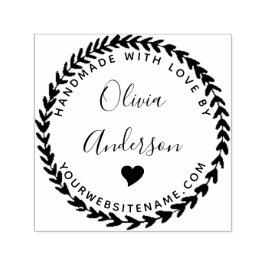 Custom Leuk Hart Ronde Handgemaakt Met Liefde Door Zelfinktende Stempel