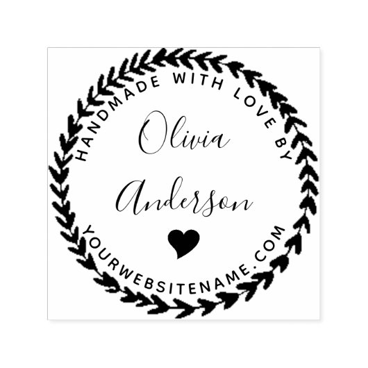 Custom Leuk Hart Ronde Handgemaakt Met Liefde Door Zelfinktende Stempel (Design)