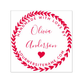Custom Leuk Hart Ronde Handgemaakt Met Liefde Door Zelfinktende Stempel