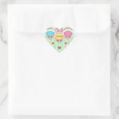 Custom Leuk Verjaardags Meisje Kawaii Cupcakes Sti Hart Sticker (Tas)