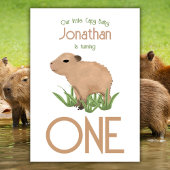 Custom Leuke 1e Verjaardag Capybara Baby Boy Kaart