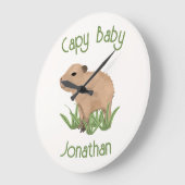 Custom Leuke Capybara Pun Baby Jongen Kinderkamer  Grote Klok (Hoek)