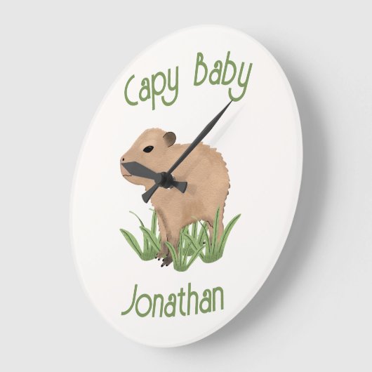 Custom Leuke Capybara Pun Baby Jongen Kinderkamer  Grote Klok (Hoek)