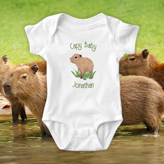 Custom Leuke Capybara Pun Baby Jongen Kinderkamer  Romper