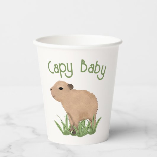 Custom Leuke Capybara Pun Capy Baby Illustratie Papieren Bekers (Voorkant)