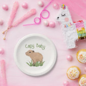 Custom Leuke Capybara Pun Capy Baby Illustratie Papieren Bordje (Feest)