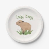 Custom Leuke Capybara Pun Capy Baby Illustratie Papieren Bordje (Voorkant)
